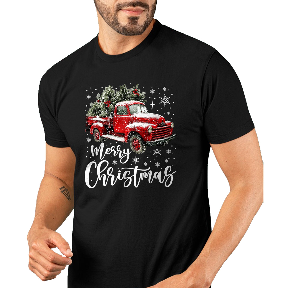 Merry Christmas Red Truck Family Matching Christmas Pajama T-Shirt - Christmas Unisex T-Shirt/Hoodie/Sweatshirt - HNDS00