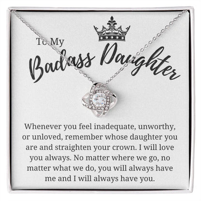 TO MY DAUGHTER "I Will Love You Always" - Premium Love Knot Necklace - FROM MOM or FROM DAD