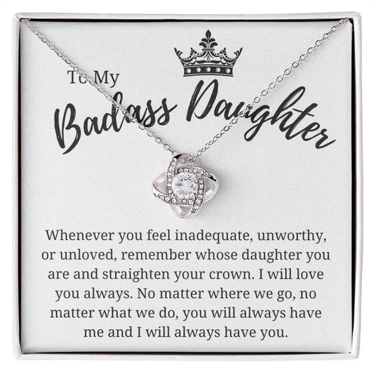 TO MY DAUGHTER "I Will Love You Always" - Premium Love Knot Necklace - FROM MOM or FROM DAD