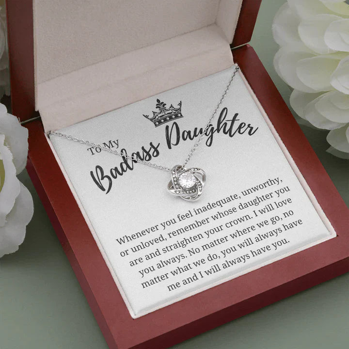 TO MY DAUGHTER "I Will Love You Always" - Premium Love Knot Necklace - FROM MOM or FROM DAD