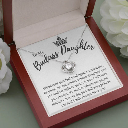 TO MY DAUGHTER "I Will Love You Always" - Premium Love Knot Necklace - FROM MOM or FROM DAD