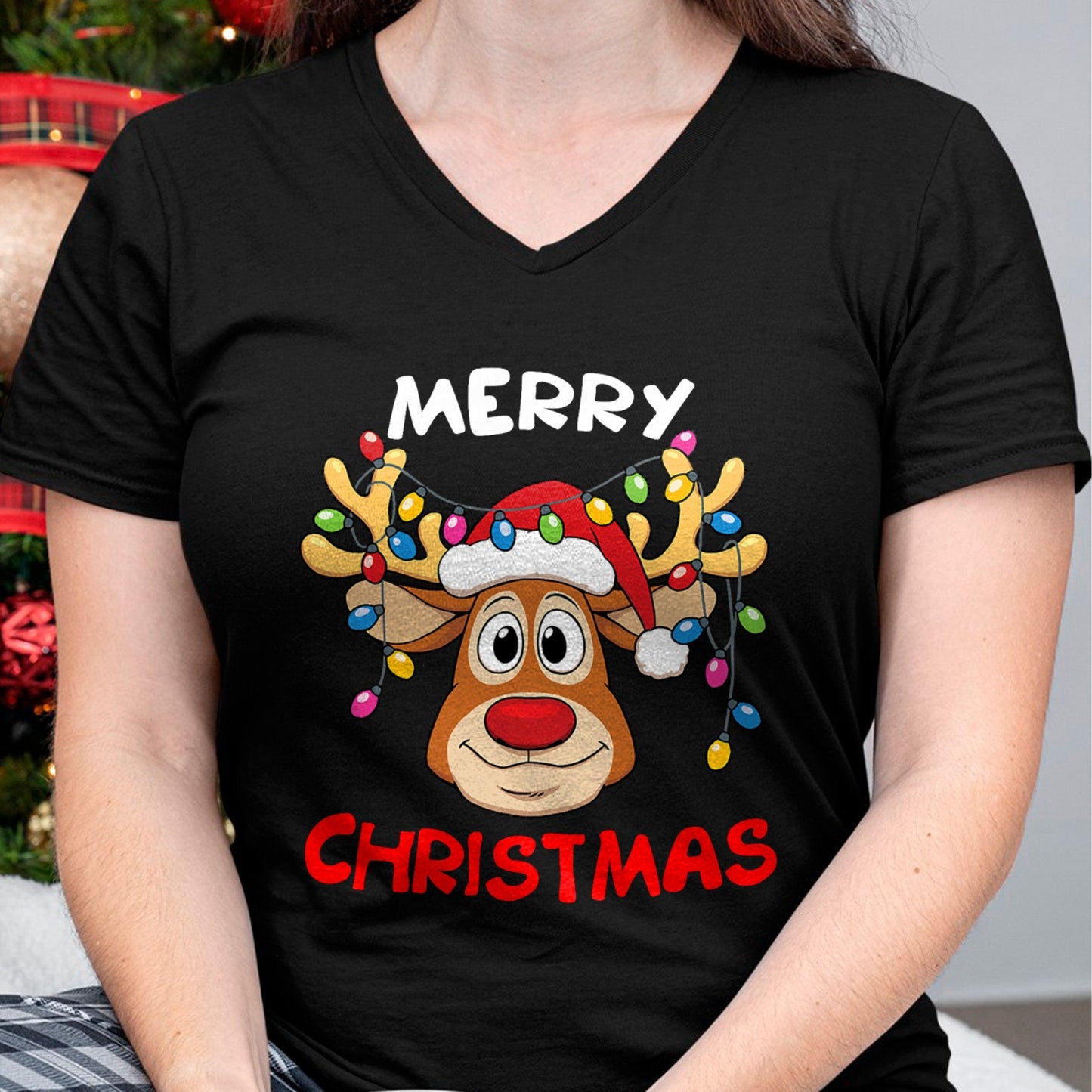 Merry Christmas Reindeer Xmas Family Men Women T-Shirt - Christmas Unisex T-Shirt/Hoodie/Sweatshirt - HNDS00
