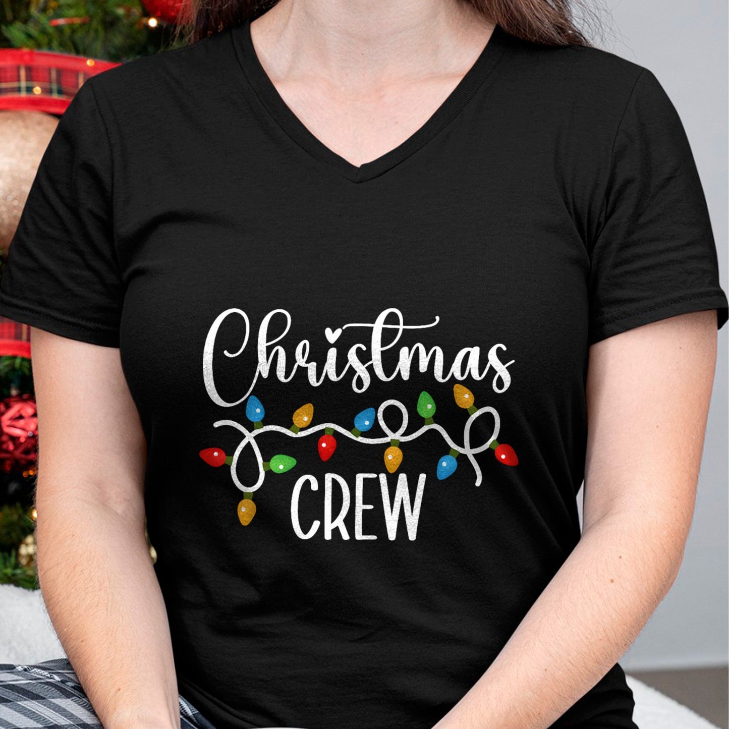 Christmas Crew Xmas Lights Family Matching Pajamas Holiday T-Shirt - Christmas Unisex T-Shirt/Hoodie/Sweatshirt - HNDS00