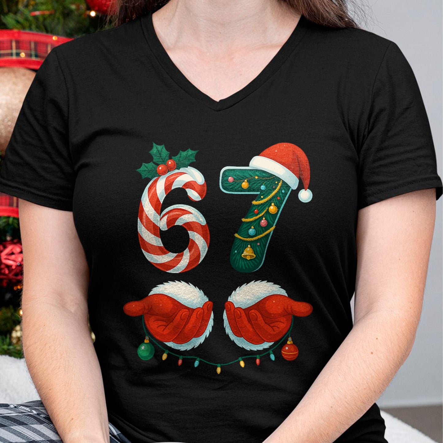 67 Christmas 6 7 Meme Pajamas Holiday Gen Alpha Slang T-Shirt - Christmas Unisex T-Shirt/Hoodie/Sweatshirt - HNDS00