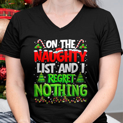 On The Naughty List and Regret Nothing Pjs Christmas Xmas Ki T-Shirt - Christmas Unisex T-Shirt/Hoodie/Sweatshirt - HNDS00