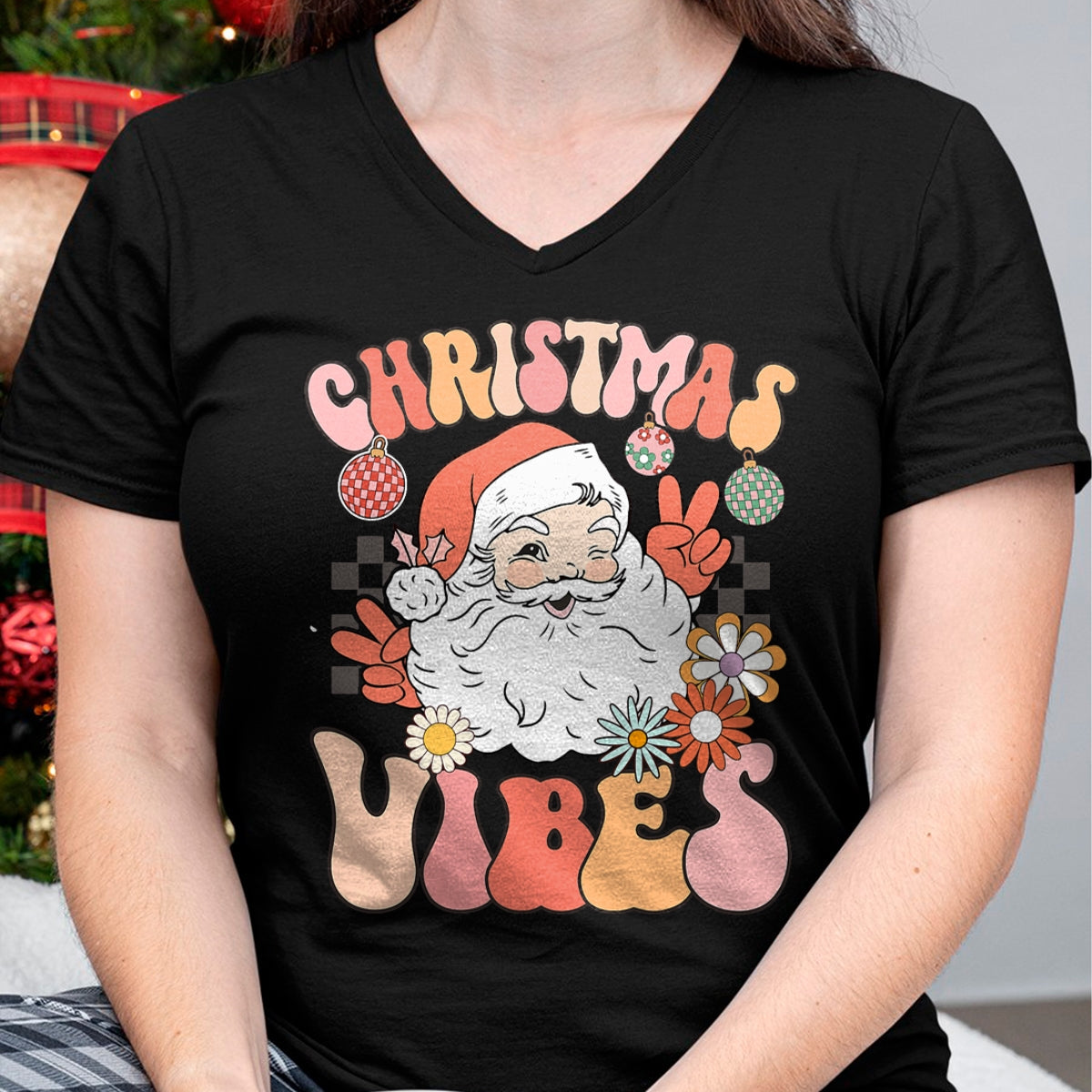 Christmas Shirts for Family, Funny christmas shirts, Christmas Unisex T-Shirt/Hoodie/Sweatshirt HLT00 - Vintage Groovy Santa Claus Christmas Vibes Womens Kids Girls T-Shirt