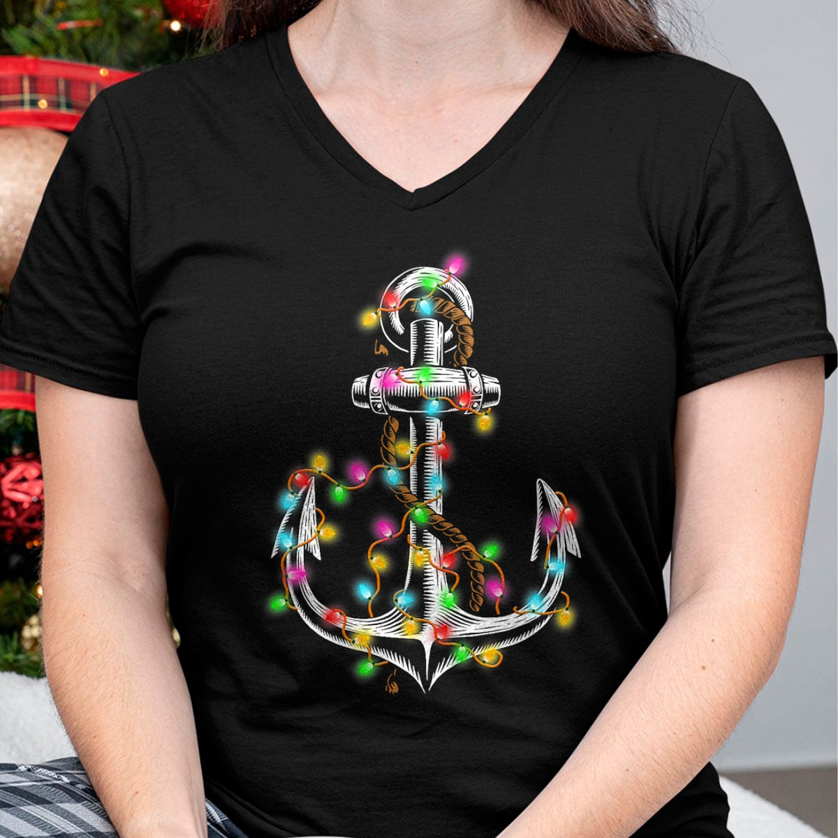 Christmas Lights Boating Sailing Cruise Boat Gifts T-Shirt - Christmas Unisex T-Shirt/Hoodie/Sweatshirt - HNDS00