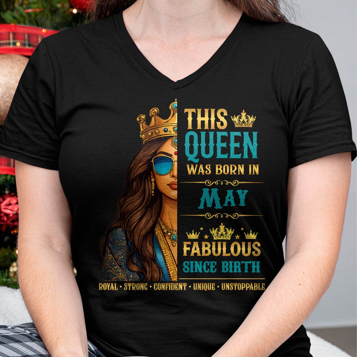This Queen Was Born In May – Fabulous Since Birth – T-shirt for Women - MTNN05 (SKU2605-135-05)