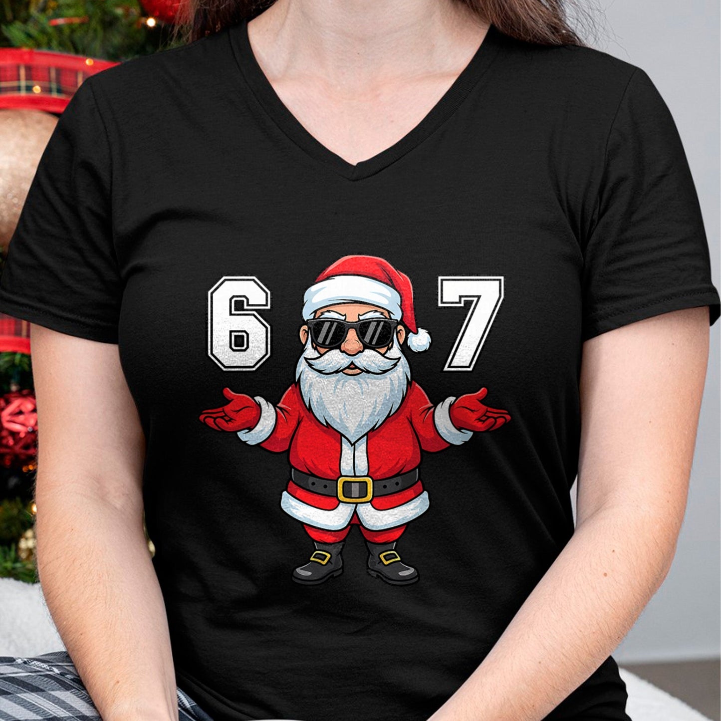 67 Meme Six Seven 6 7 Funny Santa Matching Xmas 67 Christmas T-Shirt - Christmas Unisex T-Shirt/Hoodie/Sweatshirt - HNDS00