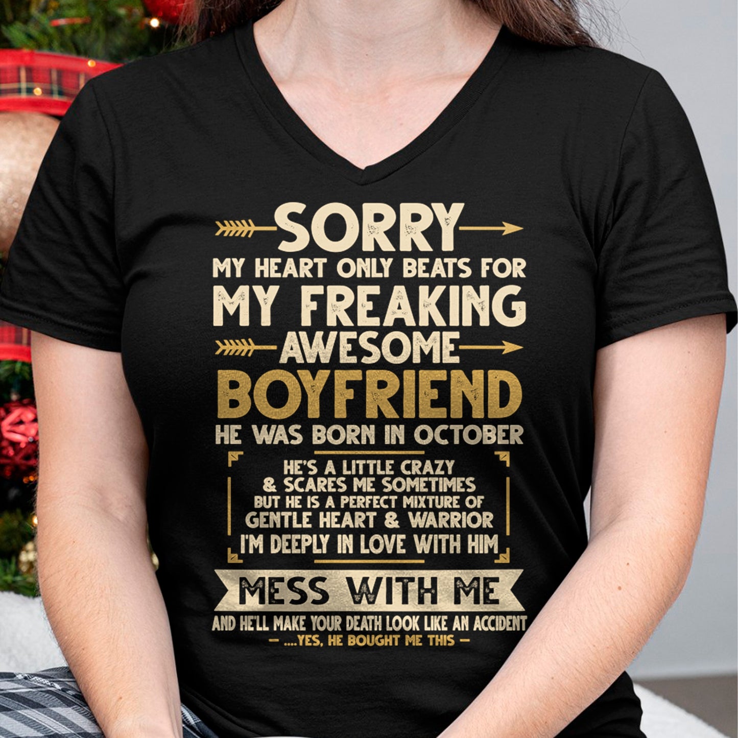 OCTOBER - SORRY MY HEART ONLY BEATS FOR MY FREAKING AWESOME BOYFRIEND - FROM GIRLFRIEND TO BOYFRIEND T-Shirt/Hoodie/Sweatshirt - HNDS10
