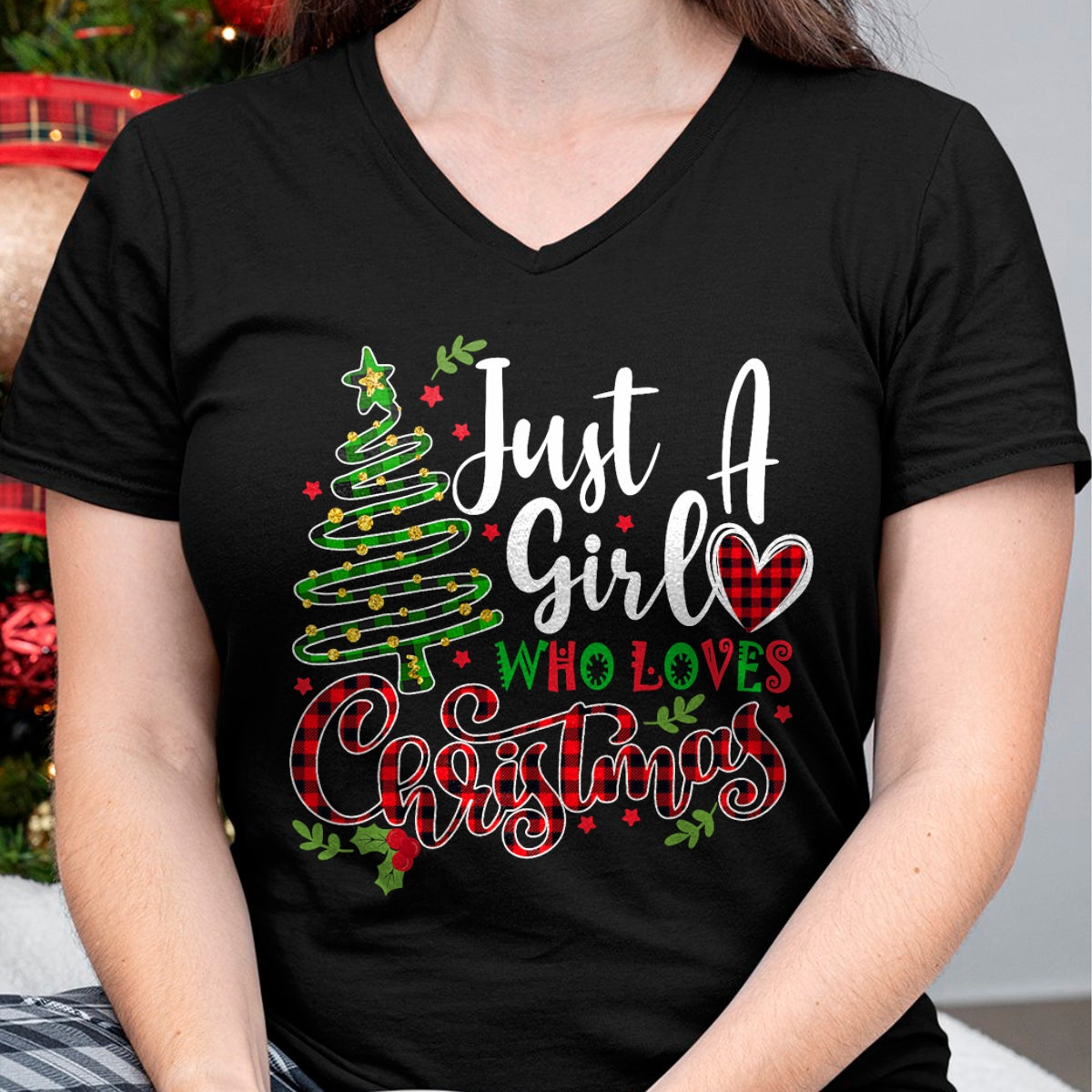 Just a Girl who Loves Christmas a Gift for XMAS Women Girls T-Shirt - Christmas Unisex T-Shirt/Hoodie/Sweatshirt - HNDS00