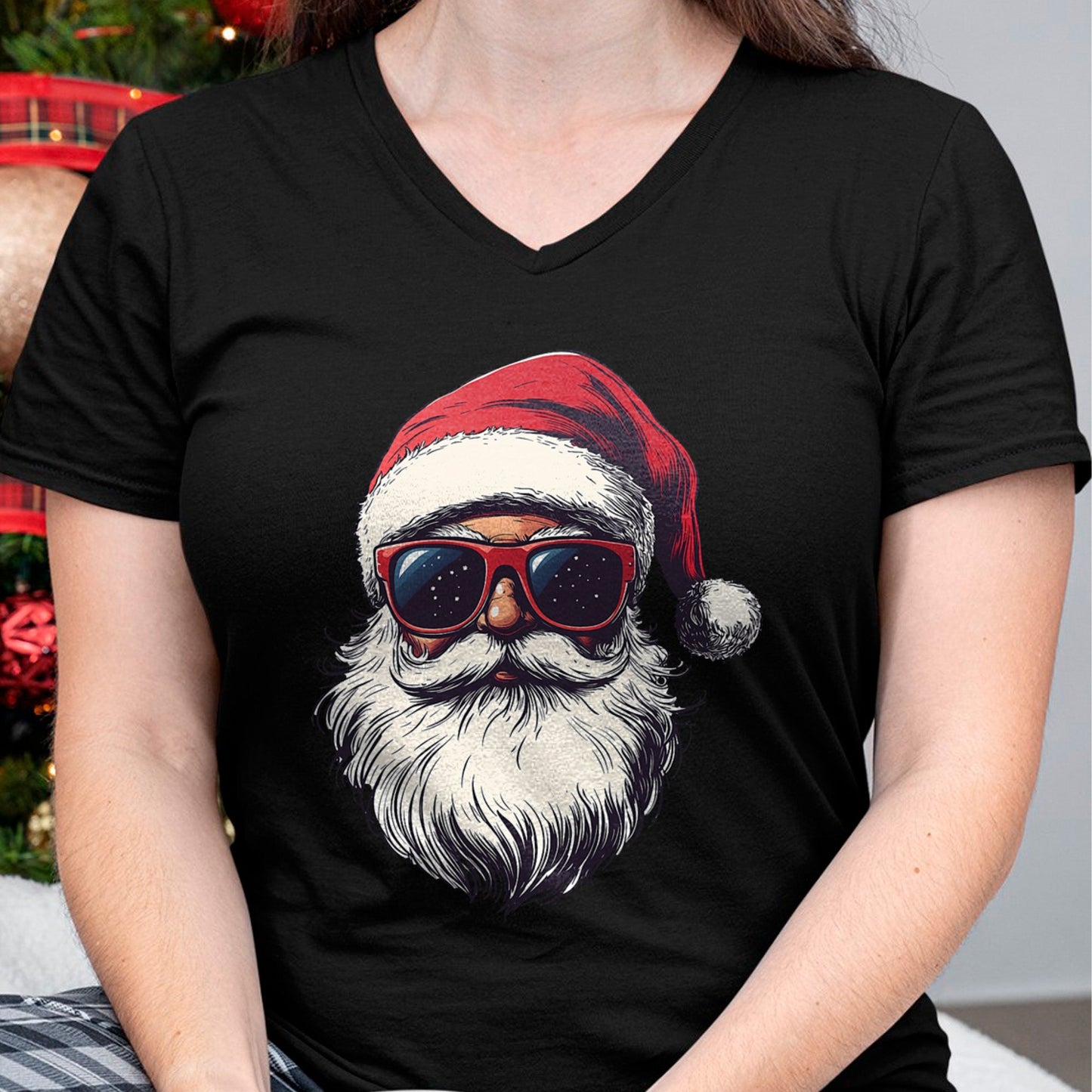 Cool Santa Claus Face Retro Sunglasses Christmas Men Boys T-Shirt - Christmas Unisex T-Shirt/Hoodie/Sweatshirt - HNDS00