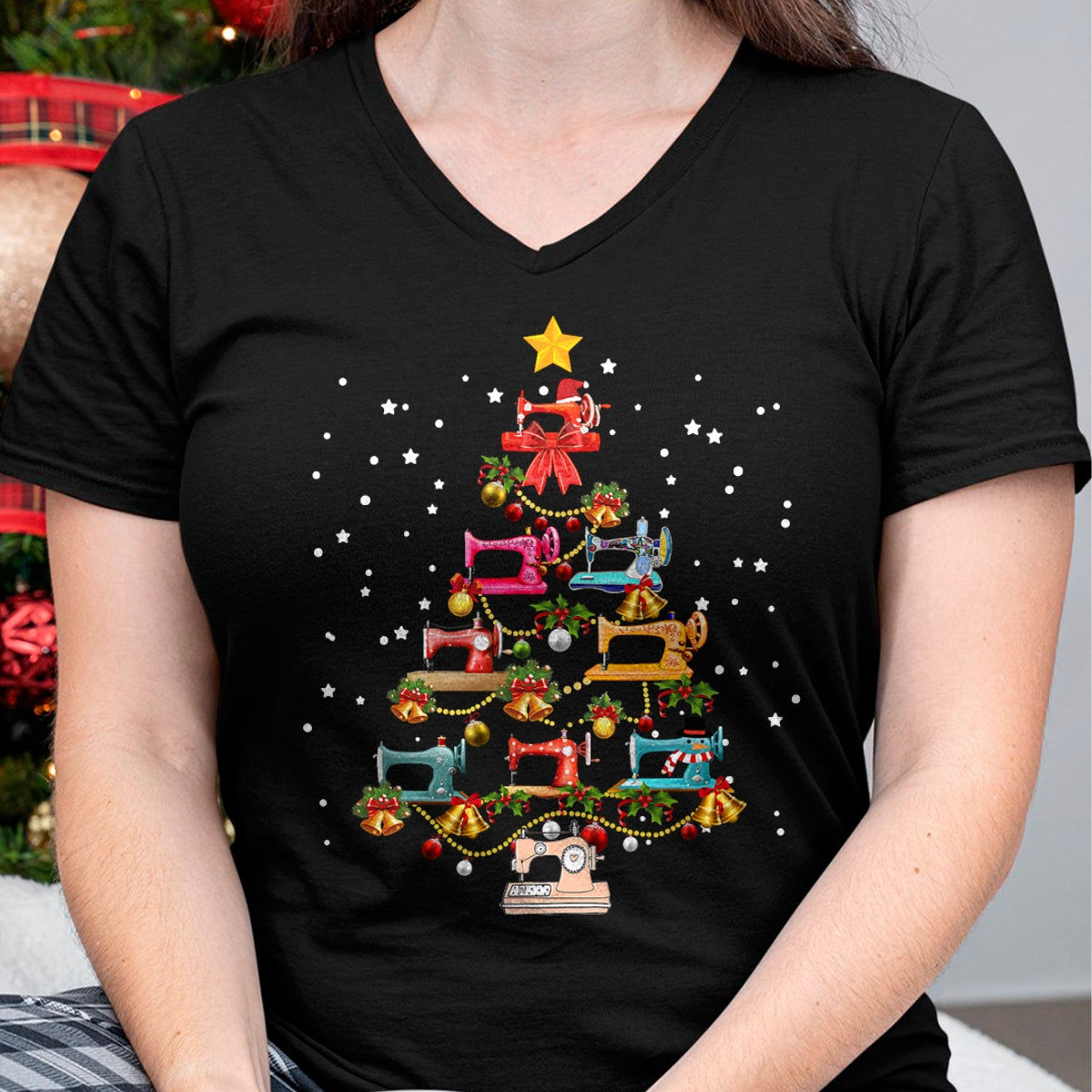 Funny Sewing Machine Christmas Tree Christmas Ornament Women T-Shirt - Christmas Unisex T-Shirt/Hoodie/Sweatshirt - HNDS00