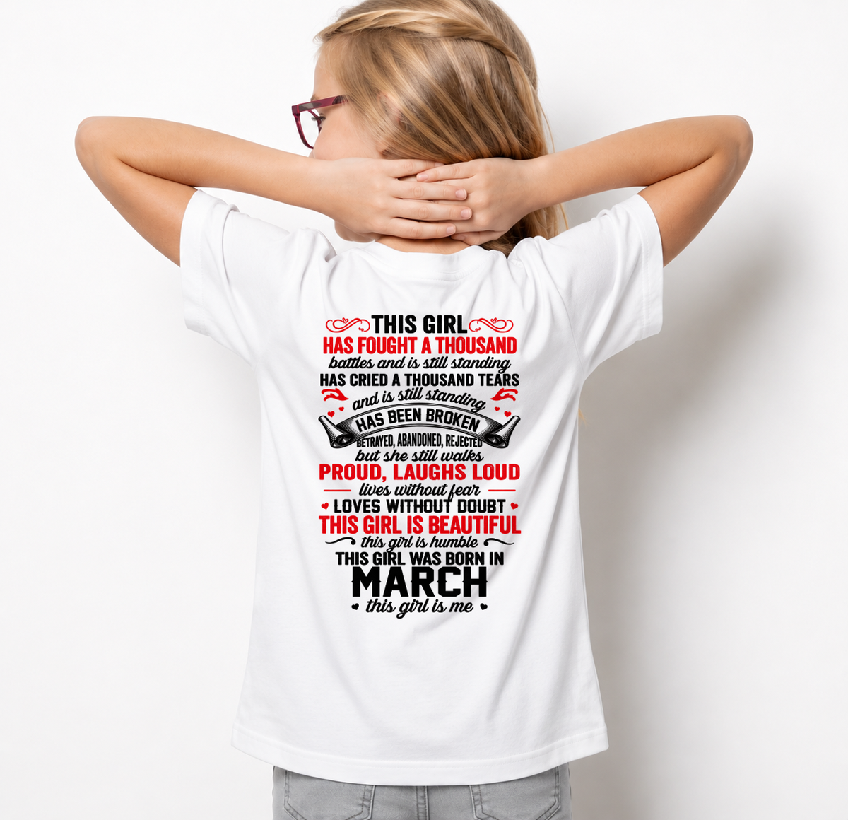 MARCH – BEAUTIFUL, STRONG & UNBREAKABLE – T-SHIRT FOR WOMEN – MTNN03 (SKU2609-116-03)