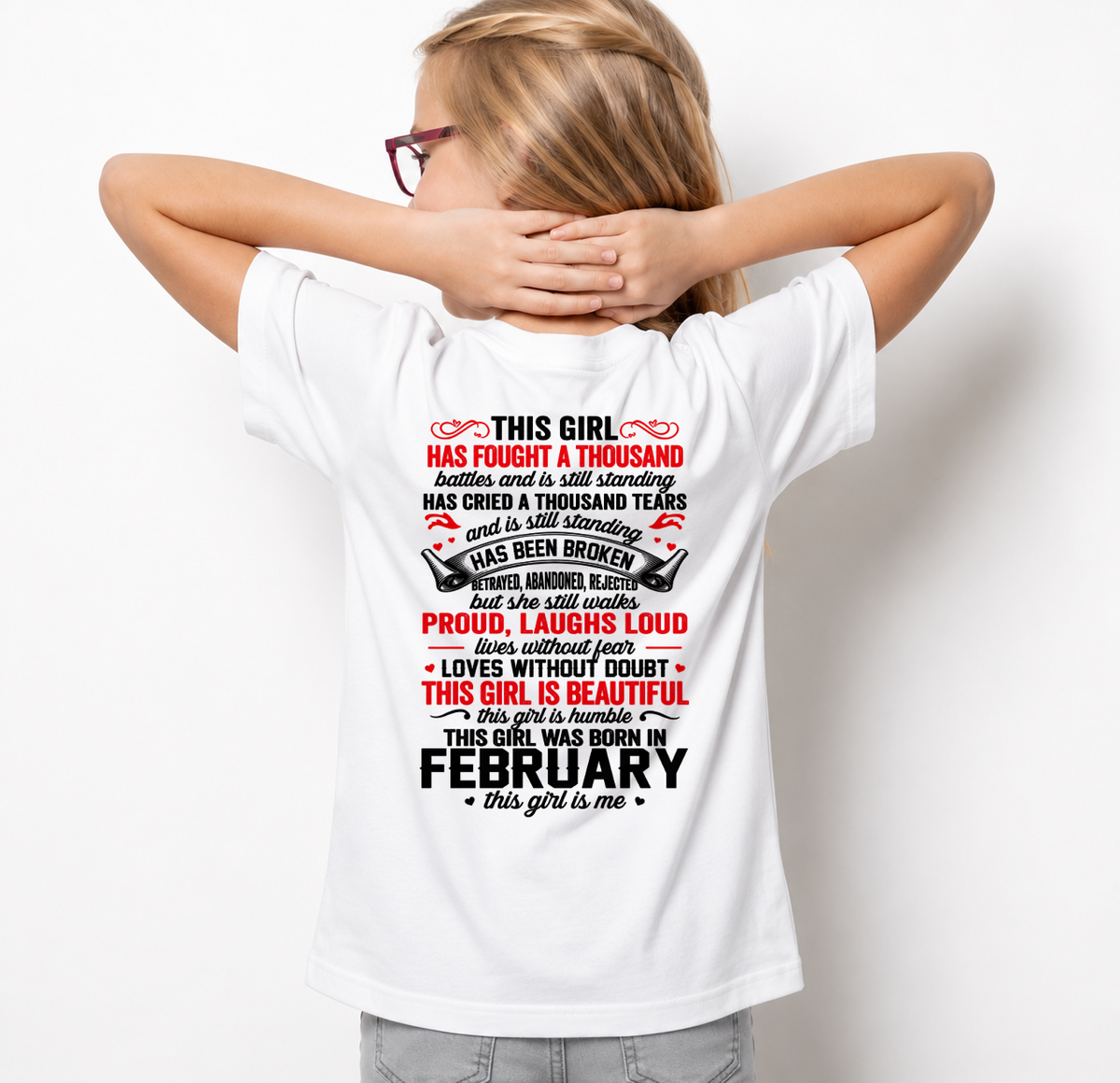 FEBRUARY – BEAUTIFUL, STRONG & UNBREAKABLE – T-SHIRT FOR WOMEN – MTNN02 (SKU2609-116-02)