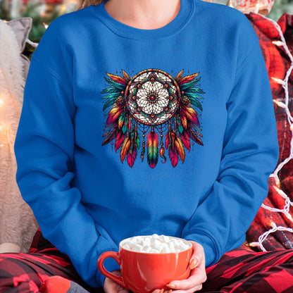 Native American T-Shirts, Vintage Native American Unisex T-Shirt/Hoodie/Sweatshirt HLT00 - Colorful Dreamcatcher Feather Tee Art Native American Indian