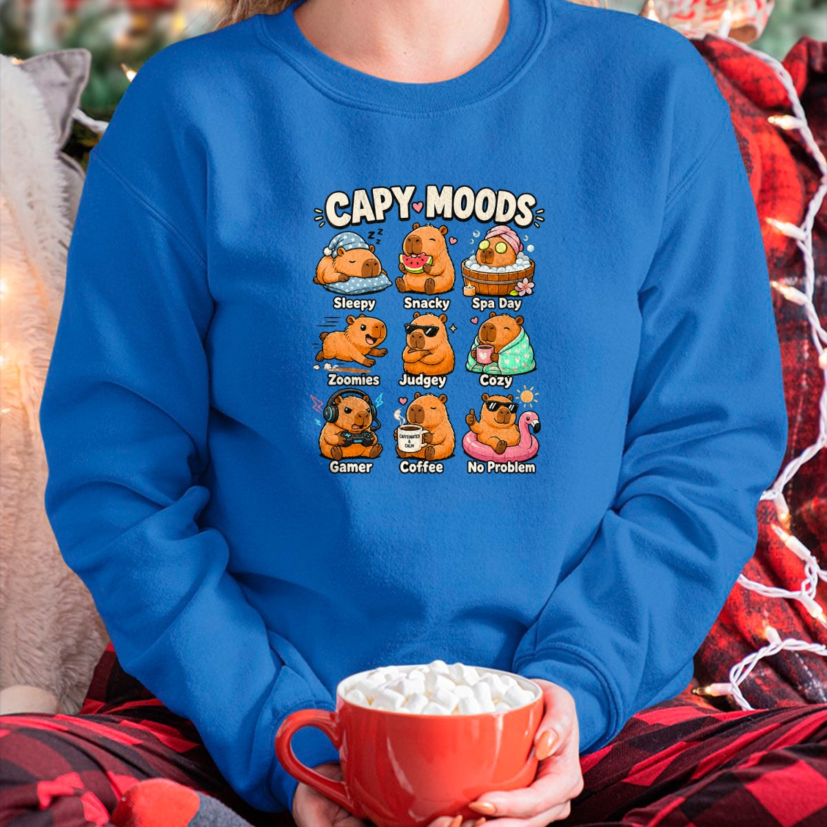 Cute Capybara Shirt, Funny Capybara Unisex T-Shirt/Hoodie/Sweatshirt HLT00 - Cute Capybara Moods Funny Animal Graphic Illustration T-Shirt
