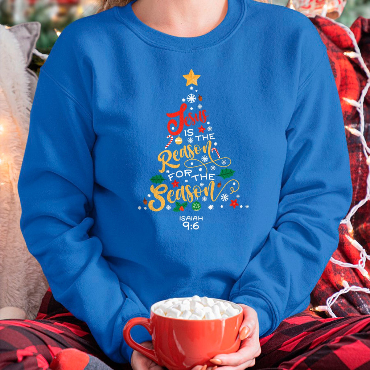 Christian Tee, Christian Faith Unisex T-Shirt/Hoodie/Sweatshirt HLT00 - Jesus Is The Reason For The Season Christian Christmas Tree T-Shirt