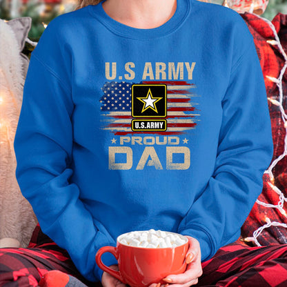 Gift for Dad Shirt, Funny Dad Unisex T-Shirt/Hoodie/Sweatshirt HLT00 – Vintage U.S Army Proud Dad With American Flag T-Shirt