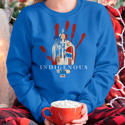 Native American T-Shirts, Vintage Native American Unisex T-Shirt/Hoodie/Sweatshirt HLT00 - Native American Indigenous Red Hand Indian Blood Themed T-Shirt (3)