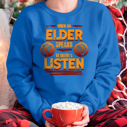 Native American T-Shirts, Vintage Native American Unisex T-Shirt/Hoodie/Sweatshirt HLT00 - American Flag - Be Silent And Listen To Elder Native American Day Graphic T-Shirt