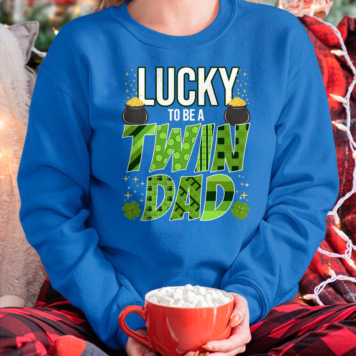 Gift for Dad Shirt, Funny Dad Unisex T-Shirt/Hoodie/Sweatshirt HLT00 – Lucky To Be a Twin Dad St. Patrick_s Day Gender Reveal T-Shirt