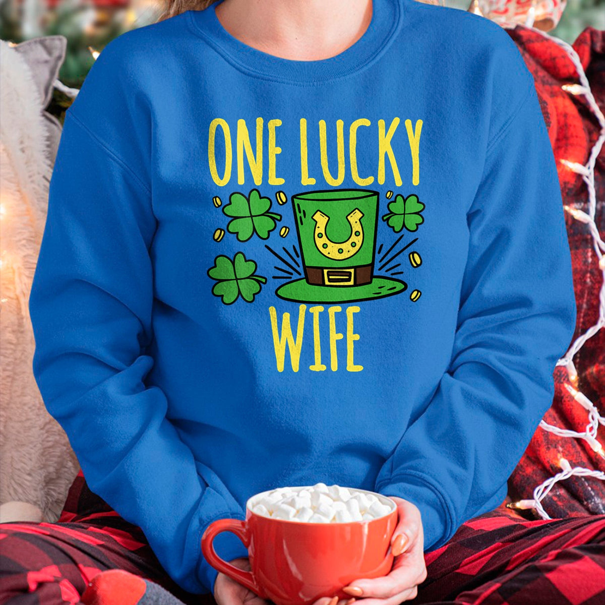 Best Wife Shirt, Wife and Husband Unisex T-Shirt/Hoodie/Sweatshirt HLT00 - Gift for wife T shirt, lucky wife   Womens One Lucky Wife St. Patrick's Day Lucky Wife V-Neck T-Shir