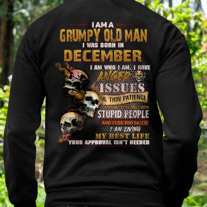 December - Grumpy Old Man T-Shirt - Funny Skull Anger Issues Tee - Perfect Gift For Men MTNN12 (SKU08-67-12)