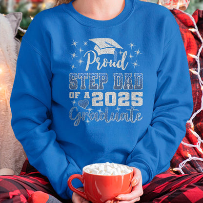 Gift for Dad Shirt, Funny Dad Unisex T-Shirt/Hoodie/Sweatshirt HLT00 – Super Proud Step Dad of 2025 Graduate Awesome Family College T-Shirt