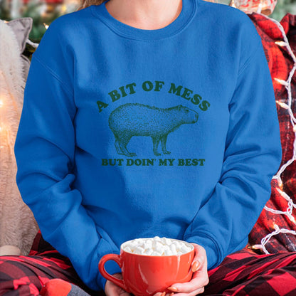 Cute Capybara Shirt, Funny Capybara Unisex T-Shirt/Hoodie/Sweatshirt HLT00 - Funny Bit of A Mess Capybara Meme Graphic for Women T-Shirt