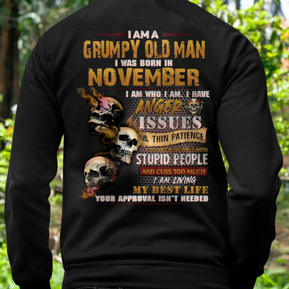 November - Grumpy Old Man T-Shirt - Funny Skull Anger Issues Tee - Perfect Gift For Men MTNN11 (SKU08-67-11)