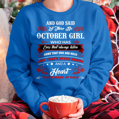 AND GOD SAID LET THERE BE OCTOBER GIRL T-Shirt/Hoodie/Sweatshirt - HNDS10
