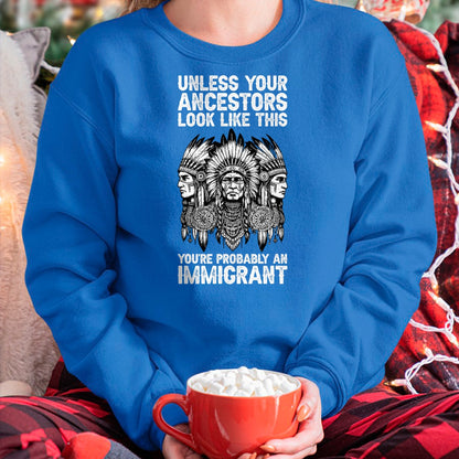 Native American T-Shirts, Vintage Native American Unisex T-Shirt/Hoodie/Sweatshirt HLT00 - Indian Native American Clothing You're Probably An Immigrant T-Shirt