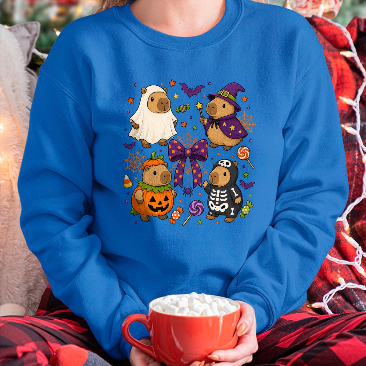 Cute Capybara Shirt, Funny Capybara Unisex T-Shirt/Hoodie/Sweatshirt HLT00 - Funny Cozy Capybara Autumn Fall Spooky Season Halloween T-Shirt