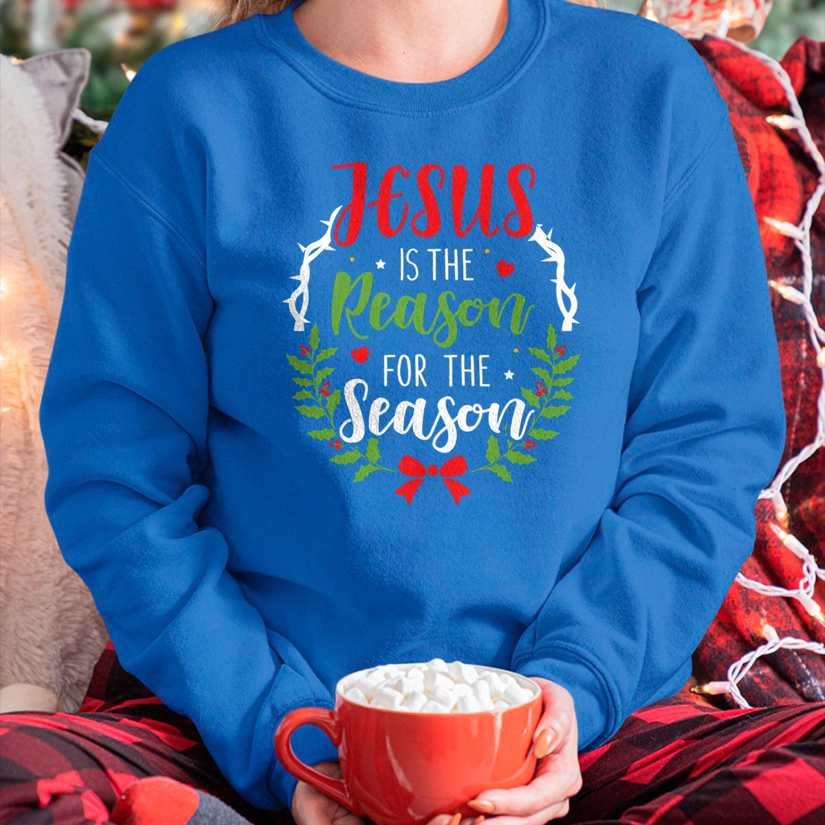 Christian Tee, Christian Faith Unisex T-Shirt/Hoodie/Sweatshirt HLT00 - Jesus is the reason for the season christian christmas Long Sleeve T-Shirt