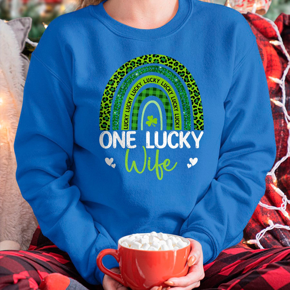 Best Wife Shirt, Wife and Husband Unisex T-Shirt/Hoodie/Sweatshirt HLT00 - Gift for wife T shirt, lucky wife   Womens One Lucky Wife Rainbow Leopard Saint Patrick's Day Tank T