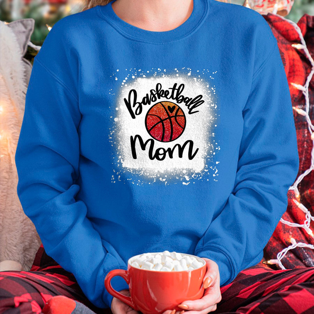 Gift for Mom Shirt, Funny Mom Unisex T-Shirt/Hoodie/Sweatshirt HLT00 - Leopard Bleached Basketball Mom Game Day Gift T-Shirt