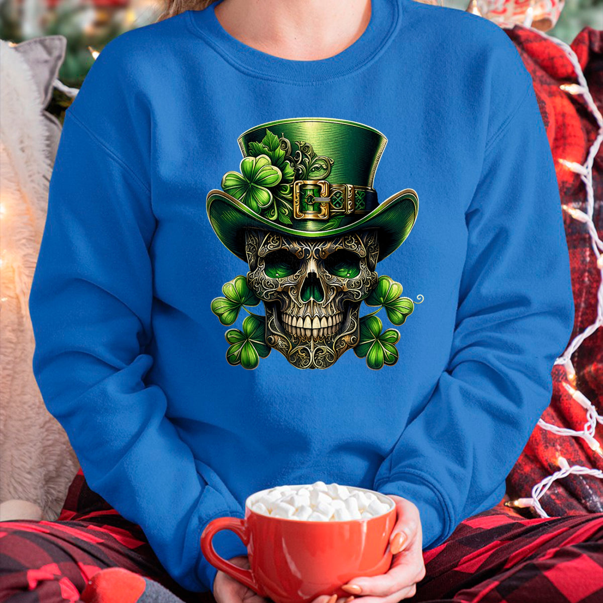 Patrick Day Shirts for Family, Funny Patrick Day shirts, st patrick's day Unisex T-Shirt/Hoodie/Sweatshirt HLT00 - Sugar Skull St Patrick Day of the Dead Lucky Shamrock T-Shirt