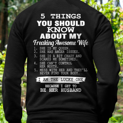 5 THINGS YOU SHOULD KNOW ABOUT MY FREAKING AWESOME WIFE - PERFECT GIFT FOR YOUR HUSBAND, BOYFRIEND - MTNN00 (SKU12-299)