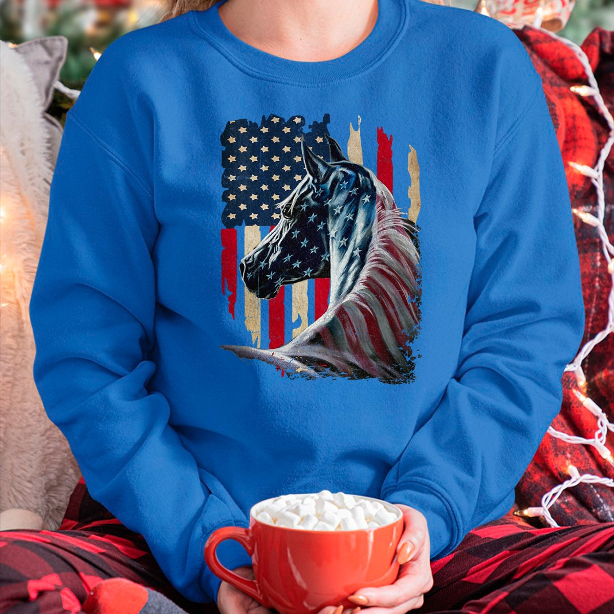 Best Horse Lover Shirt , Funny Horse UnisexT-Shirt/Hoodie/Sweatshirt HLT00 - Patriotic Horse American Flag - Horse Vintage T-Shirt Small