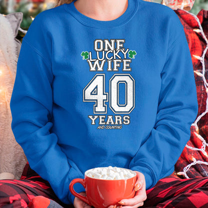 Best Wife Shirt, Wife and Husband Unisex T-Shirt/Hoodie/Sweatshirt HLT00 - Gift for wife T shirt, lucky wife   40 Years Lucky Wife Funny St Patrick's Day Anniversary Her T-Shi