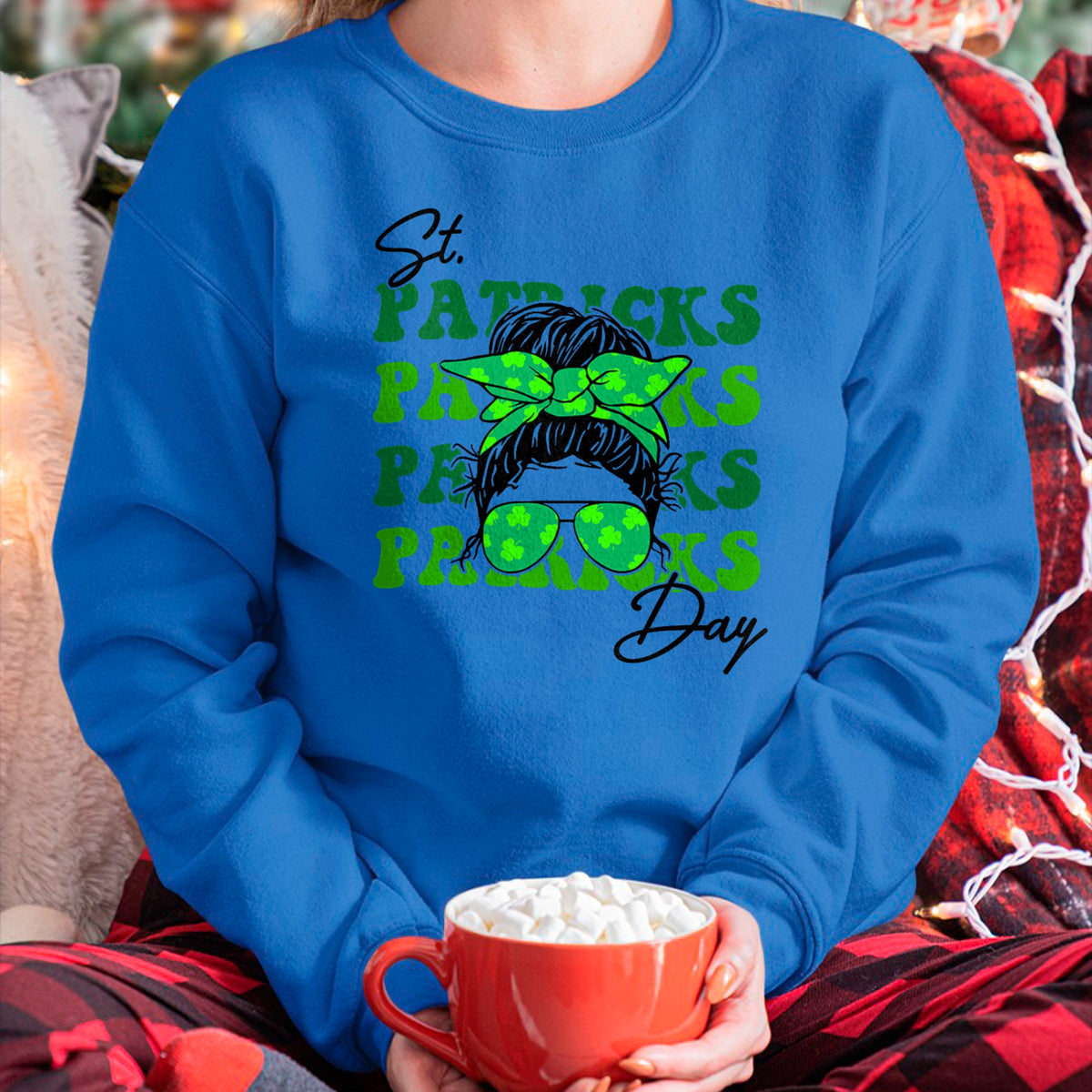 Patrick Day Shirts for Family, Funny Patrick Day shirts, st patrick's day Unisex T-Shirt/Hoodie/Sweatshirt HLT00 - Happy St Patrick Day Funny Messy Bun Glasses Women T-Shirt