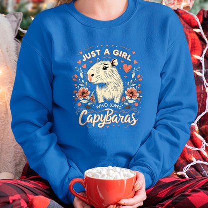 Cute Capybara Shirt, Funny Capybara Unisex T-Shirt/Hoodie/Sweatshirt HLT00 - Just a Girl who Loves Capybaras T-Shirt (6)