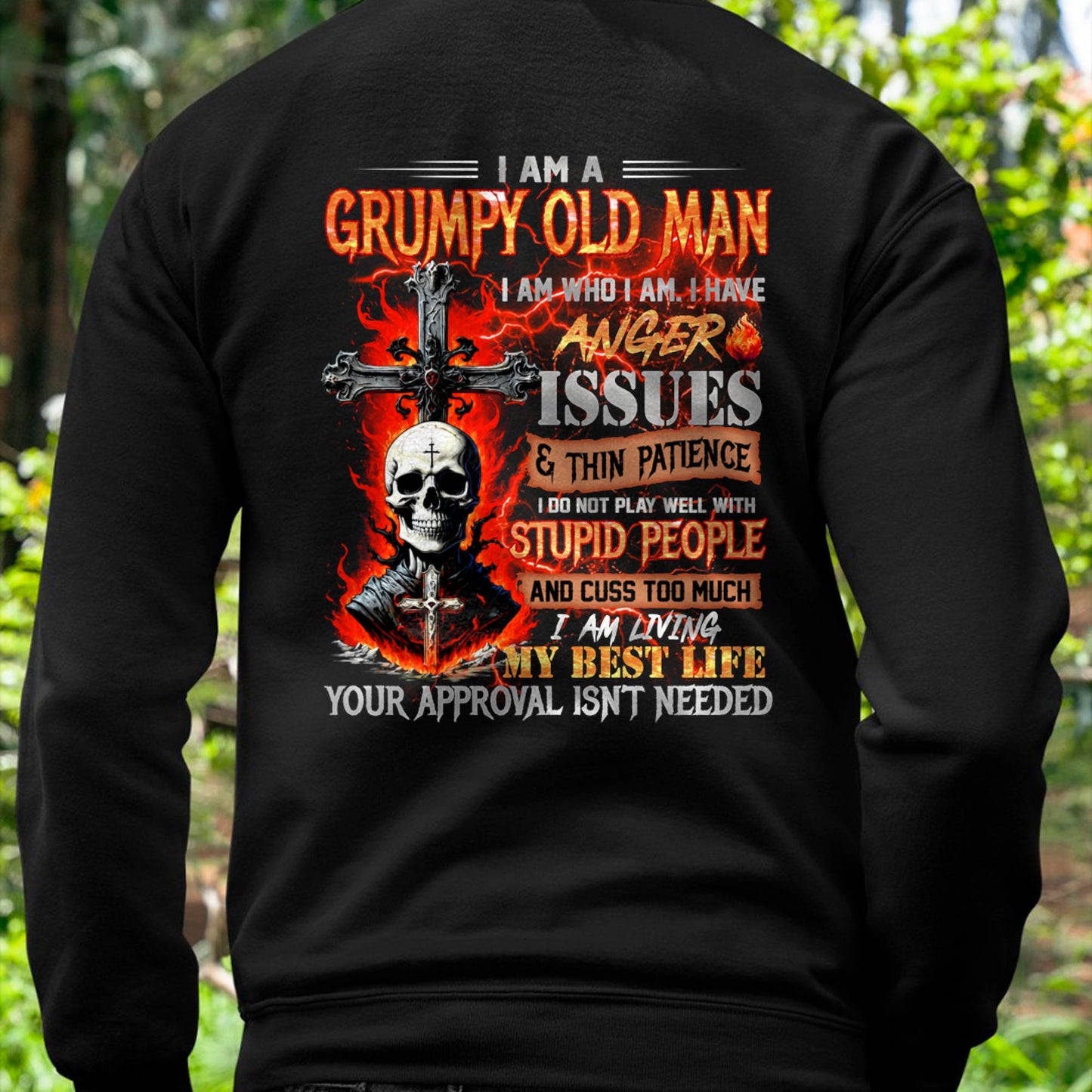 GRUMPY OLD MAN T-SHIRT - FUNNY SKULL ANGER ISSUES TEE - PERFECT GIFT FOR MEN MTNN00 (SKU12-319-00)