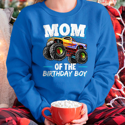 Gift for Mom Shirt, Funny Mom Unisex T-Shirt/Hoodie/Sweatshirt HLT00 - Mom of the Birthday Boy Monster Truck Birthday Novelty Gift T-Shirt