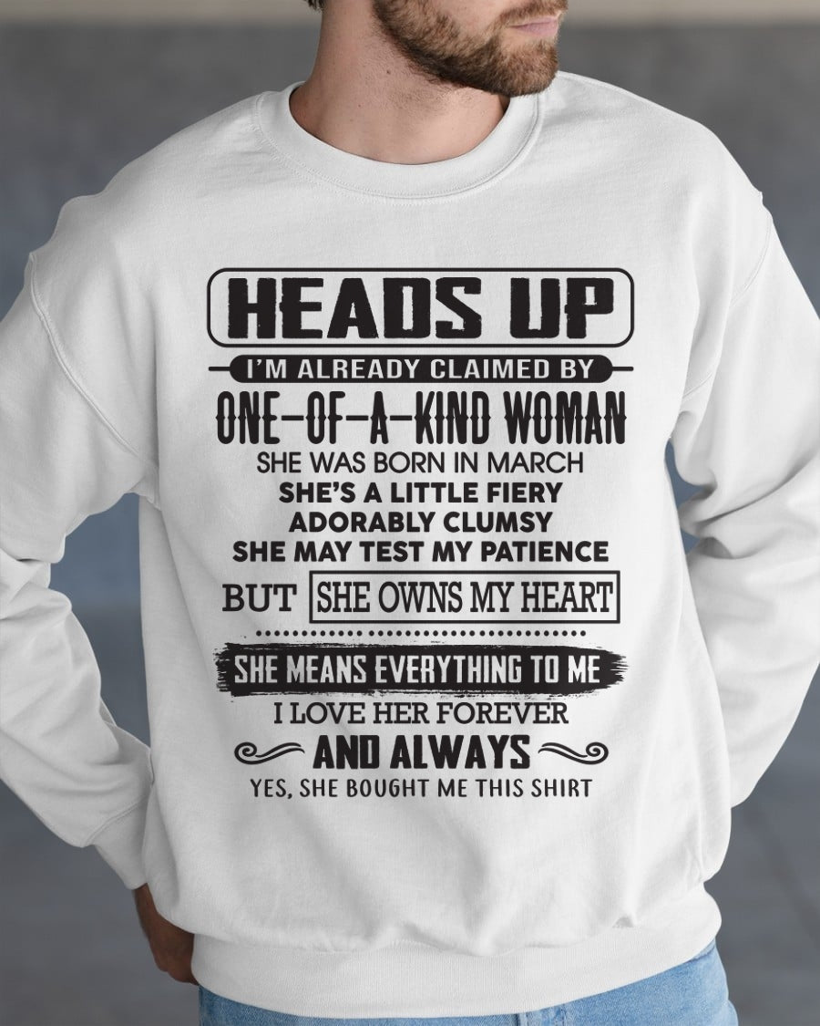 MARCH | HEADS UP, ALREADY CLAIMED BY ONE OF A KIND WOMAN - GIFT FROM WIFE TO HUSBAND - HNDS03