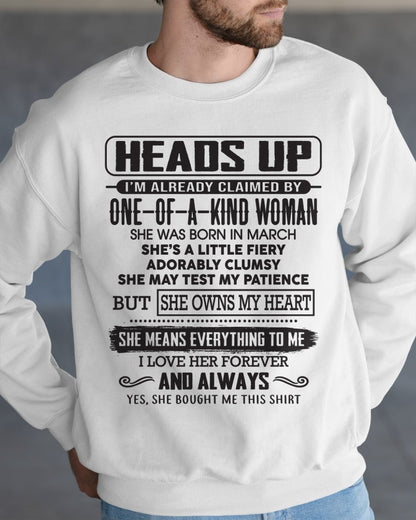 MARCH | HEADS UP, ALREADY CLAIMED BY ONE OF A KIND WOMAN - GIFT FROM WIFE TO HUSBAND - HNDS03