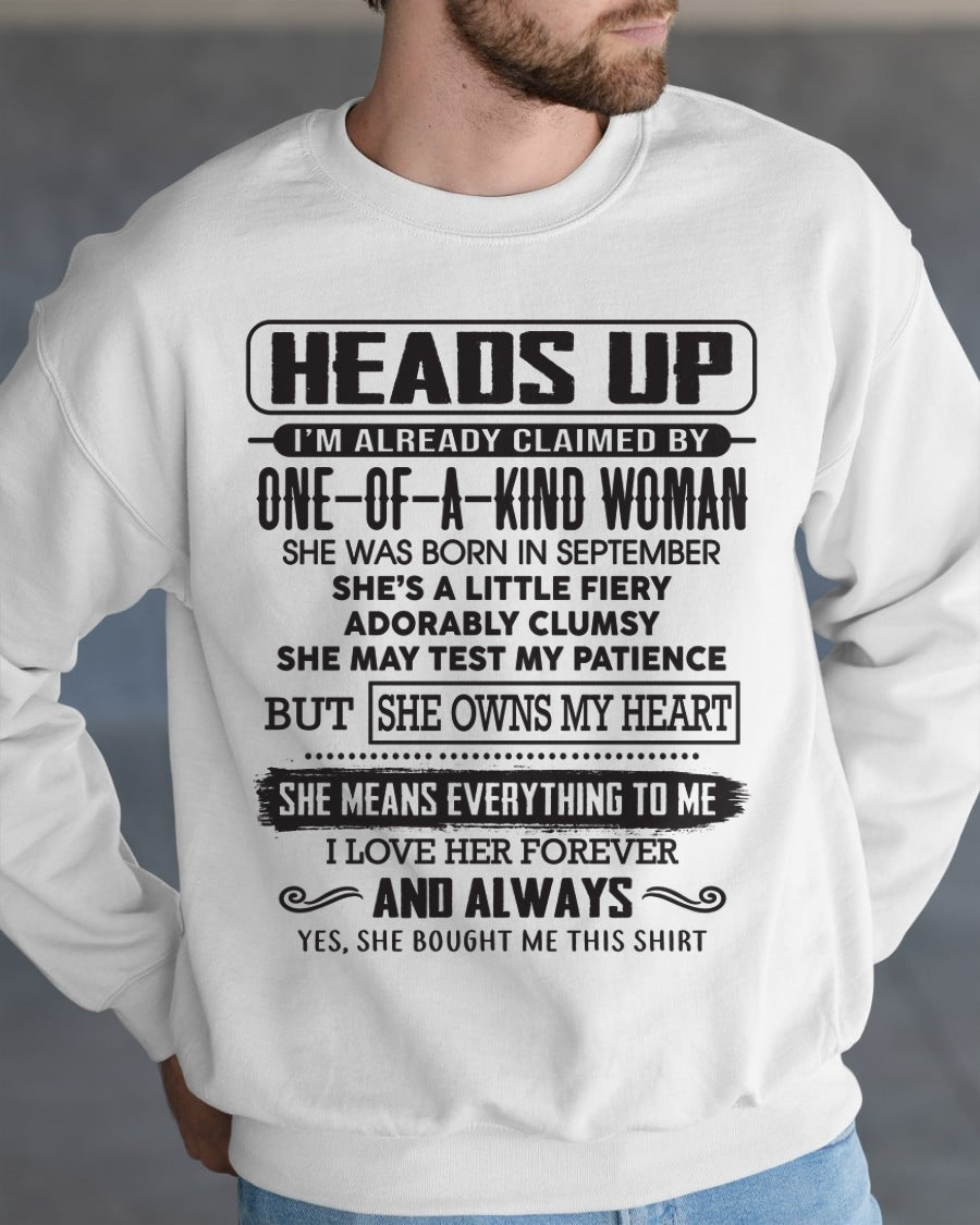 SEPTEMBER | HEADS UP, ALREADY CLAIMED BY ONE OF A KIND WOMAN - GIFT FROM WIFE TO HUSBAND - HNDS09