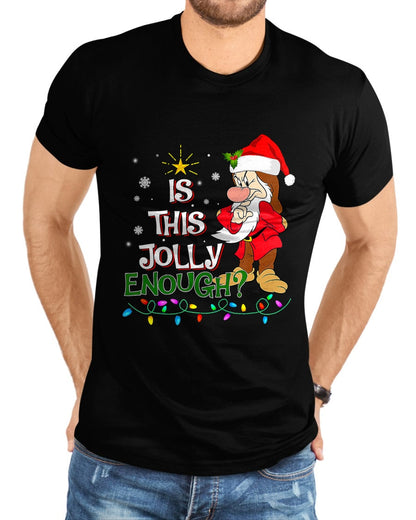 Is This Jolly Enough Grumpy Elf Pajama Christmas Lights T-Shirt - Christmas Unisex T-Shirt/Hoodie/Sweatshirt - HNDS00