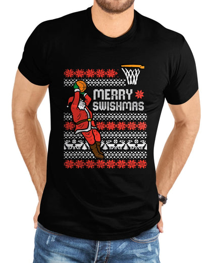 Merry Swishmas Basketball Ugly Christmas Xmas Men Boys Kids T-Shirt - Christmas Unisex T-Shirt/Hoodie/Sweatshirt - HNDS00